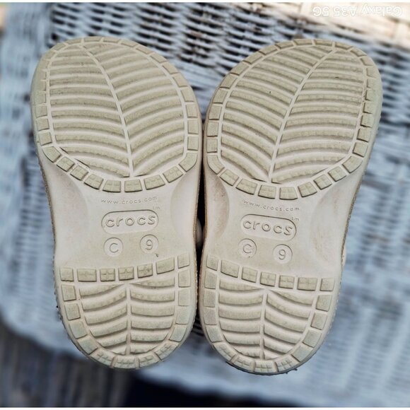 Gold Glitter Crocs C9 Toddler Classic Clogs With Plush Lining Fancy - Picture 4 of 7